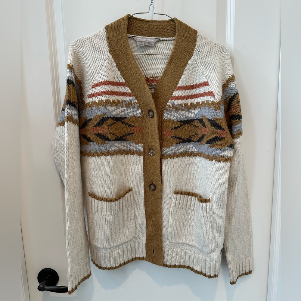 Cozy Cream and Brown Cardigan